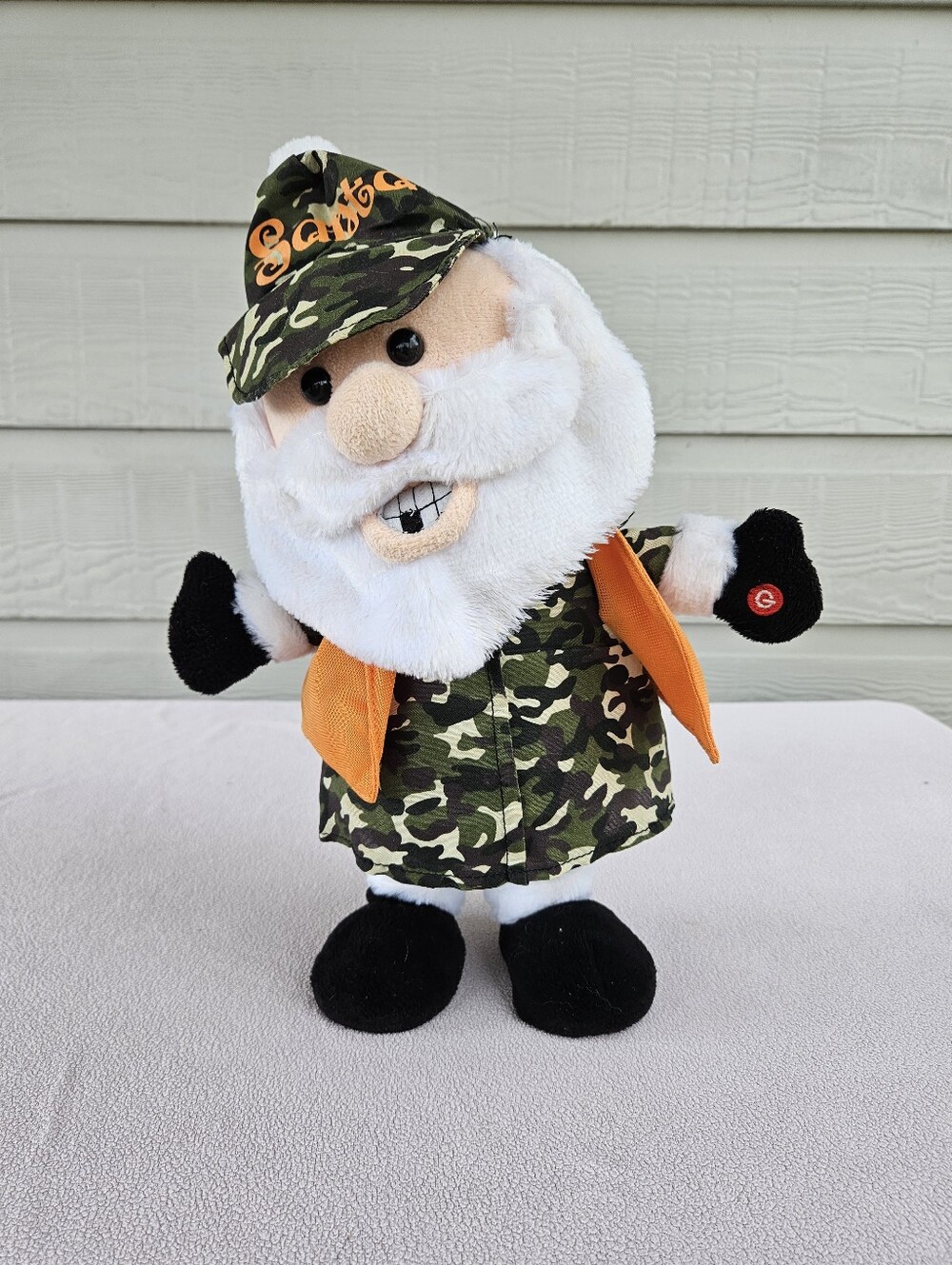 Gemmy Camo Santa Claus Hunter Animated Figure 14" Plush Dancing Music Holiday